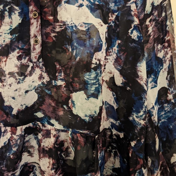 Nine West Vintage Sheer Boho Peasant Top Size Large Floral - Picture 6 of 10